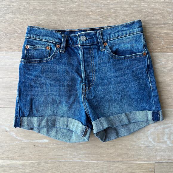 Levi's Pants - Levi's High Rise Button Fly Denim Wedgie Shorts Rolled Hem sz 28